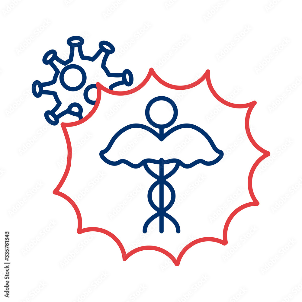 medical symbol with covid 19 particle line style medical symbol with covid 19 particle line style