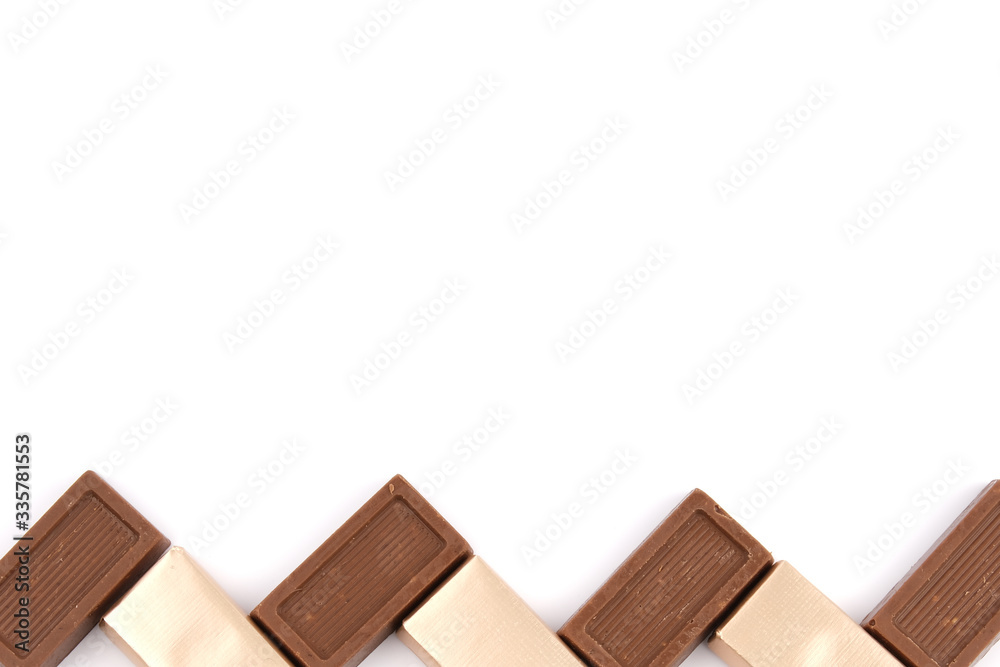 Chocolate, chocolates on a white background Chocolate, chocolates on a white background