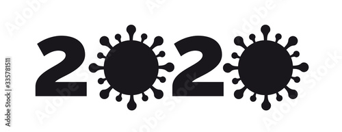 2020 coronavirus print vector. Linear style logo for mobile concept and web design. Symbol illustration. Business design with virus. Flat clipart, emblem