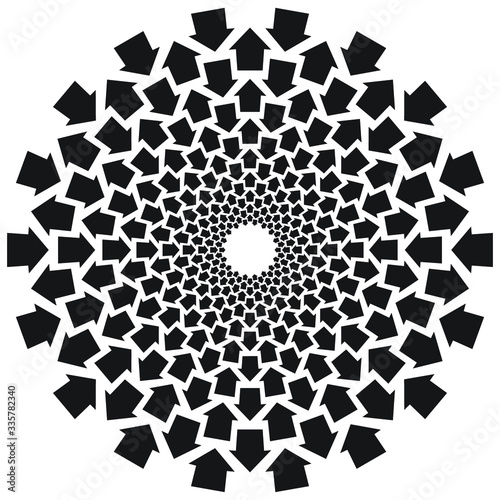 Arrows pointing in and out forming a circle - all black