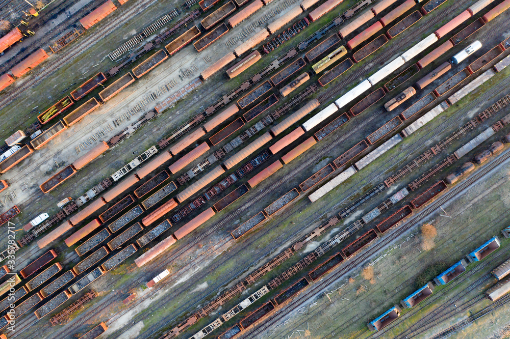 Industrial conceptual scene with trains. Top view. Industrial conceptual scene with trains. Top view.