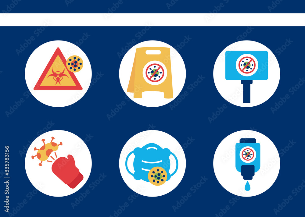 bundle of stop covid19 icons