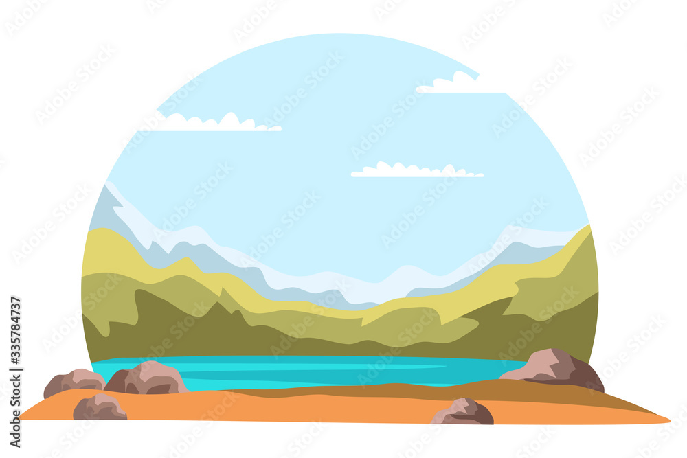 Cropped natural landscape on white background