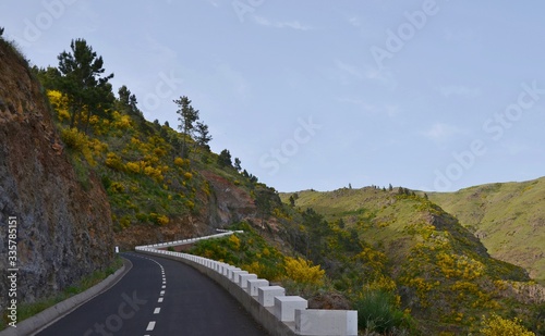 Scenic road to the mountains at Madeira island, Portugal