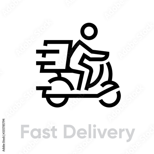 Fast Delivery Bike icon. Editable line vector.