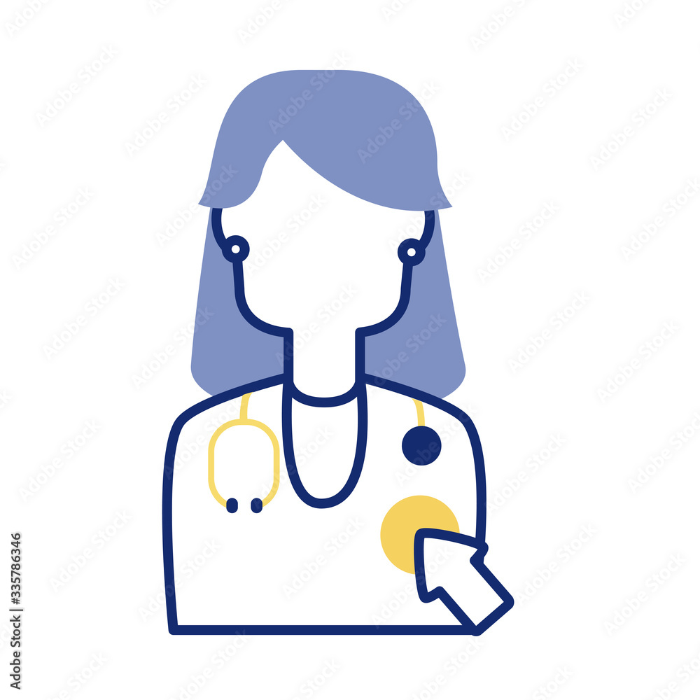 female doctor with mouse cursor line style