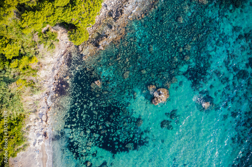 Aerial summer beach photo and sea 