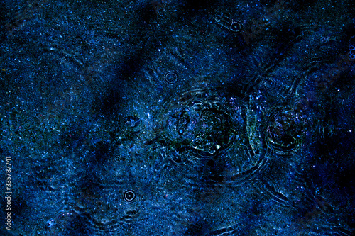 Waters, pudlle, drops, light and circles in blue photo