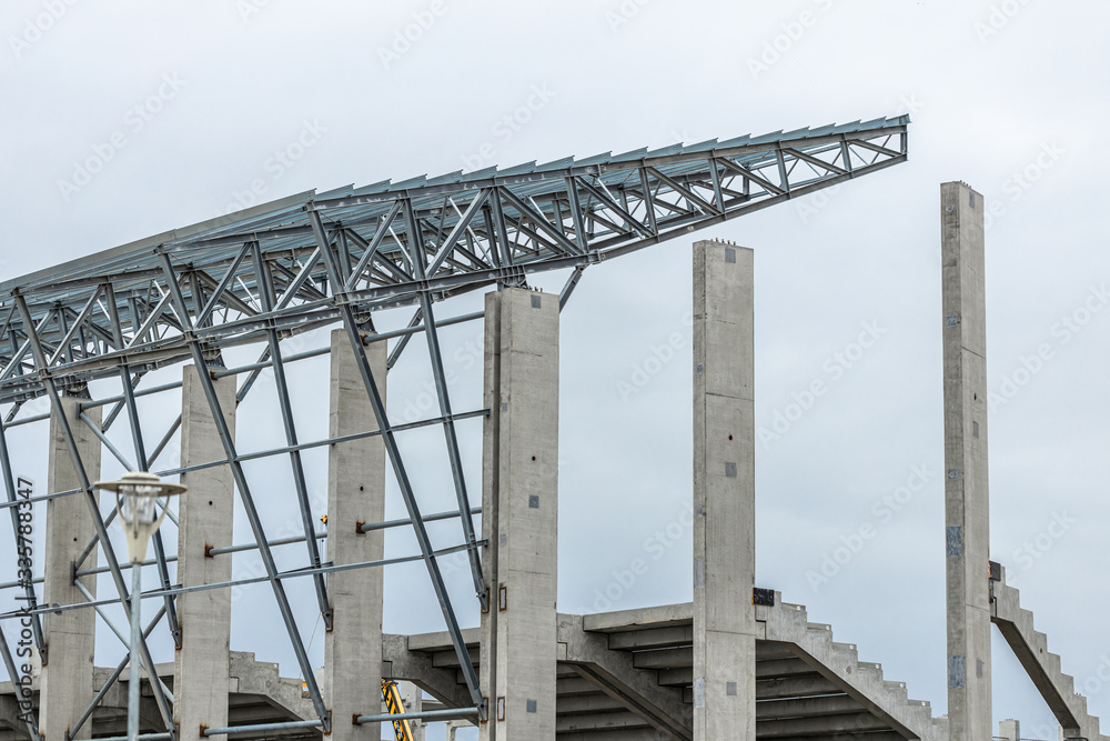 Construction process of a new football stadion Construction process of a new football stadion