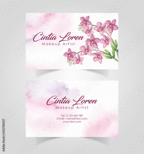 Elegant floral watercolor business name card template
