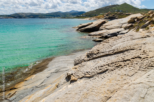 Rocky coast of Paros island in Monastiri bay. Cyclades, Greece photo