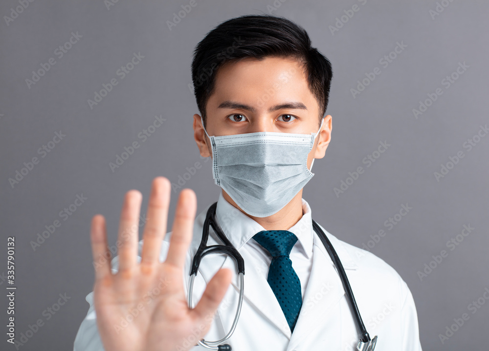  young male doctor hand with no sign