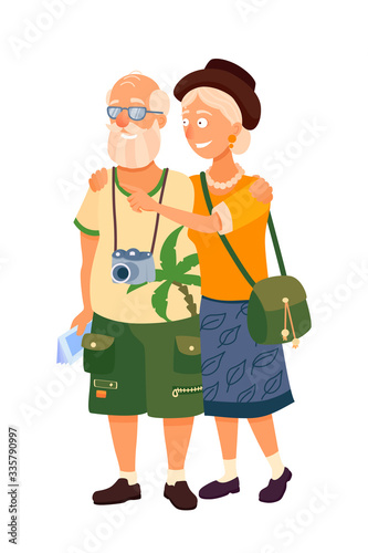Vector character of elderly couple tourists