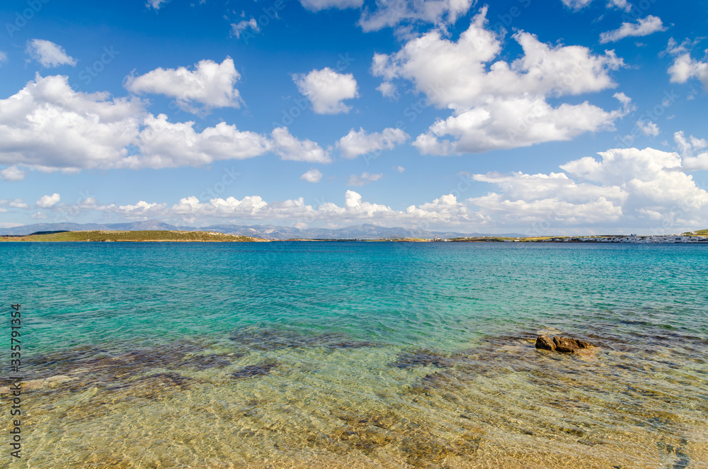 Turquoise waters of Monastiri bay on Paros island. Cyclades, Greece Turquoise waters of Monastiri bay on Paros island. Cyclades, Greece
