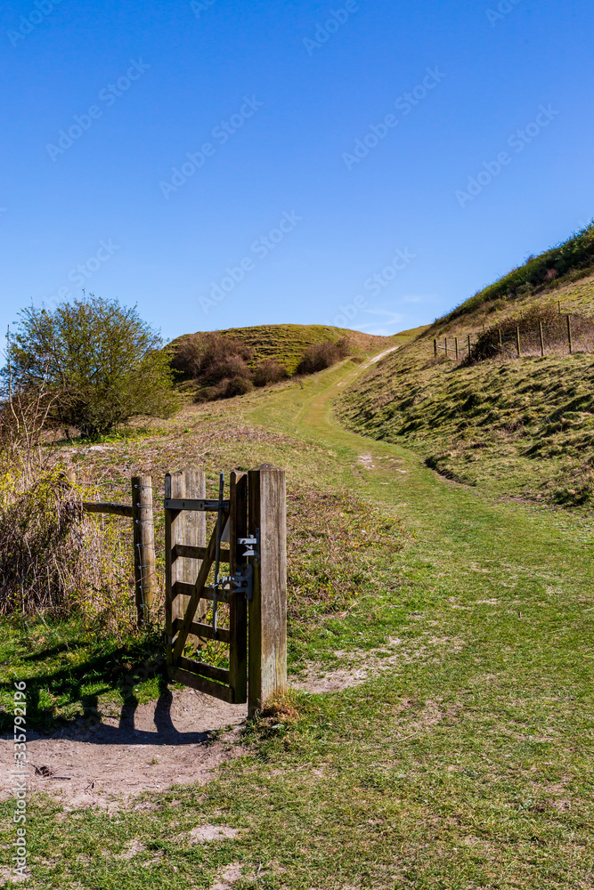 A view on Malling Down near Lewes, on a sunny spring day