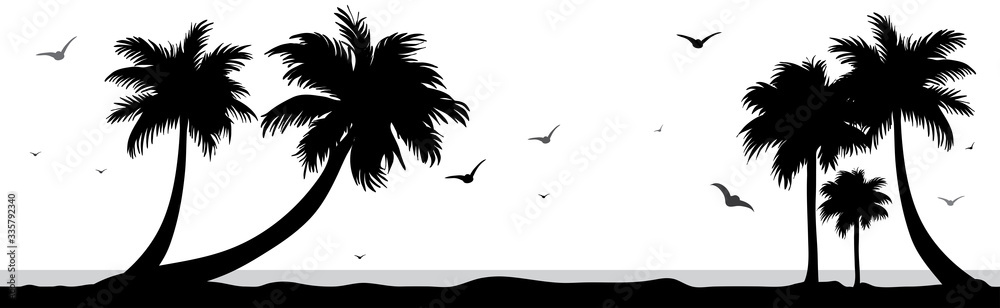 custom made wallpaper toronto digitalVector silhouette of palm tree on beach on white background. Symbol of nature and plant.