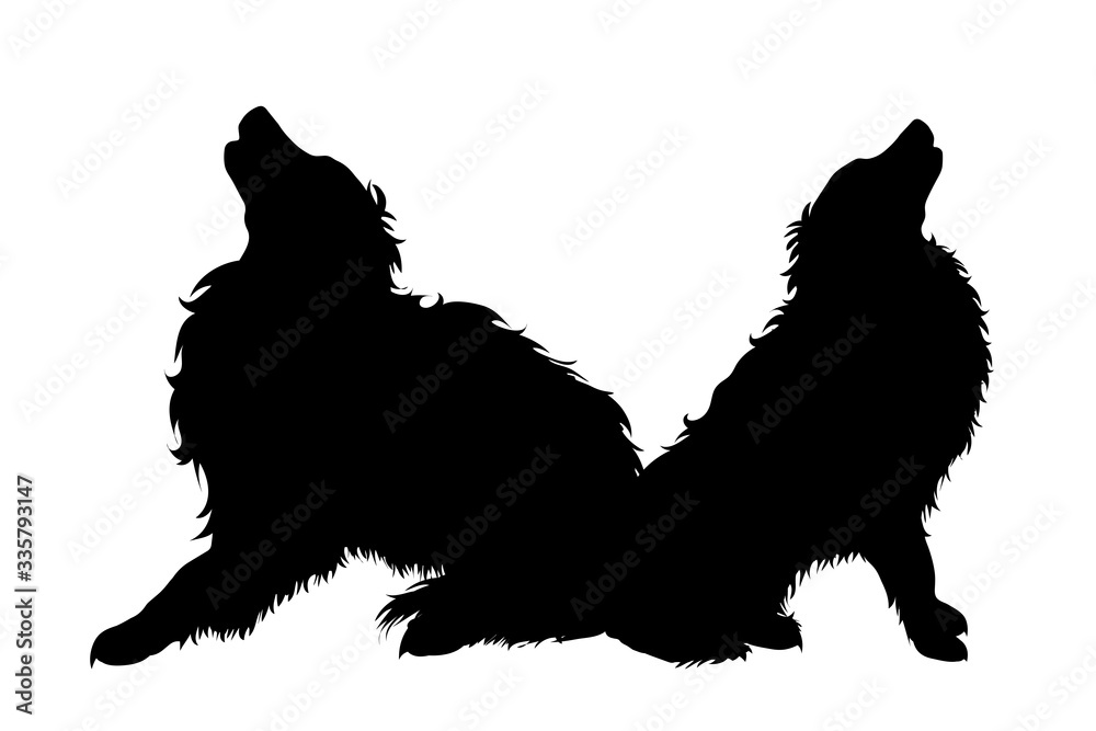 Vector silhouette of dog on white background. Symbol of animal. Vector silhouette of dog on white background. Symbol of animal.