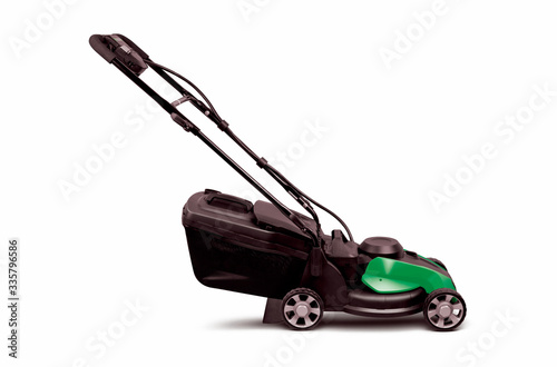 heavy duty lawnmower on white background 