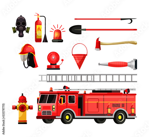 Fire department equipment set for emergency help