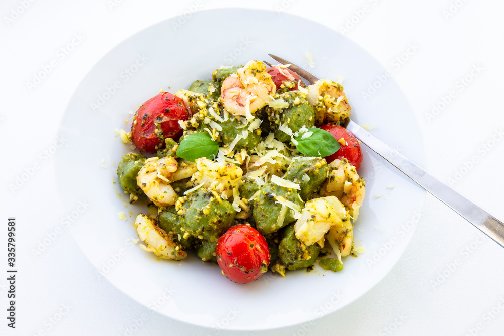 Spinach Gnocchi with Basil Sauce & tomatoes Spinach Gnocchi with Basil Sauce & tomatoes