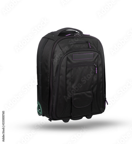 backpack for traveler with different color lining on white background 