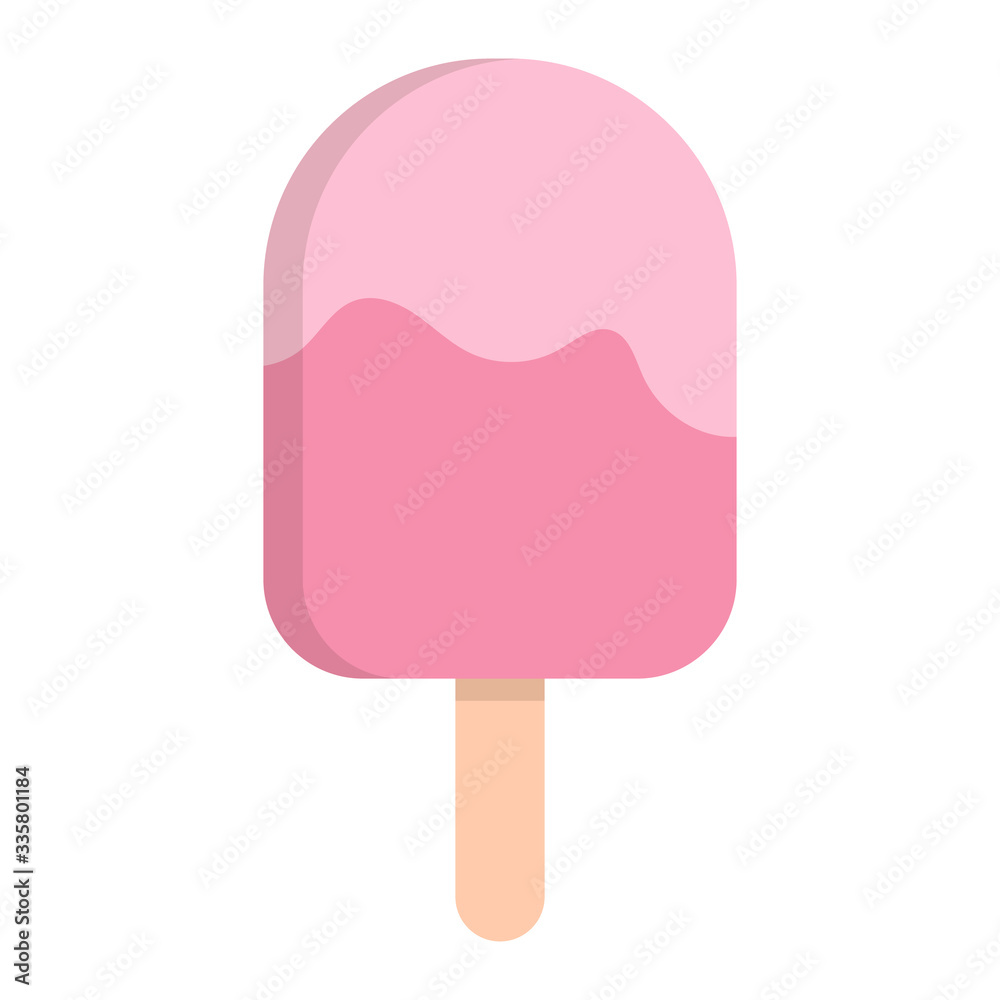 Delicious pink ice cream in stick. Flat style vector illustration design. Delicious pink ice cream in stick. Flat style vector illustration design.