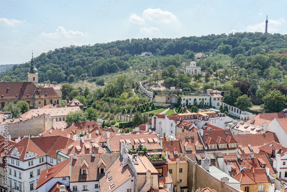 View over the rooftops of Prague to the American embassy View over the rooftops of Prague to the American embassy
