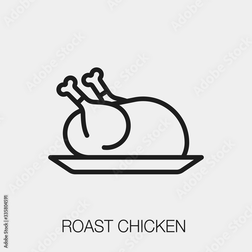 roast chicken icon vector sign symbol.