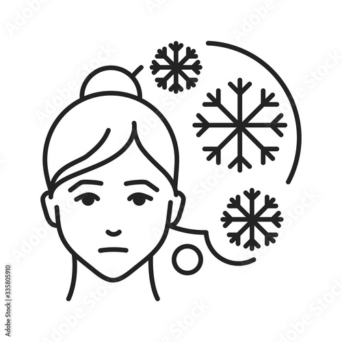 Fever and chill black line icon. Flu symptoms. When a human's body temperature goes above the normal range. Pictogram for web page, mobile app, promo. UI UX GUI design element. Editable stroke