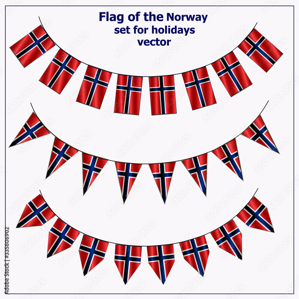 Fototapeta premium Bright set with flags of Norway. Colorful illustration with flags for web design. Illustration with white background.