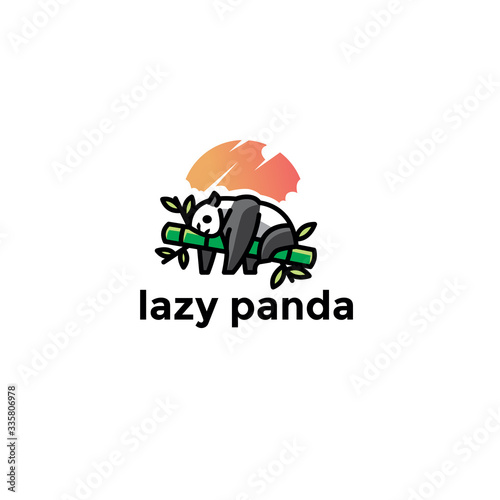 playful minimalist animal lazy panda logo design. modern icon, template vector