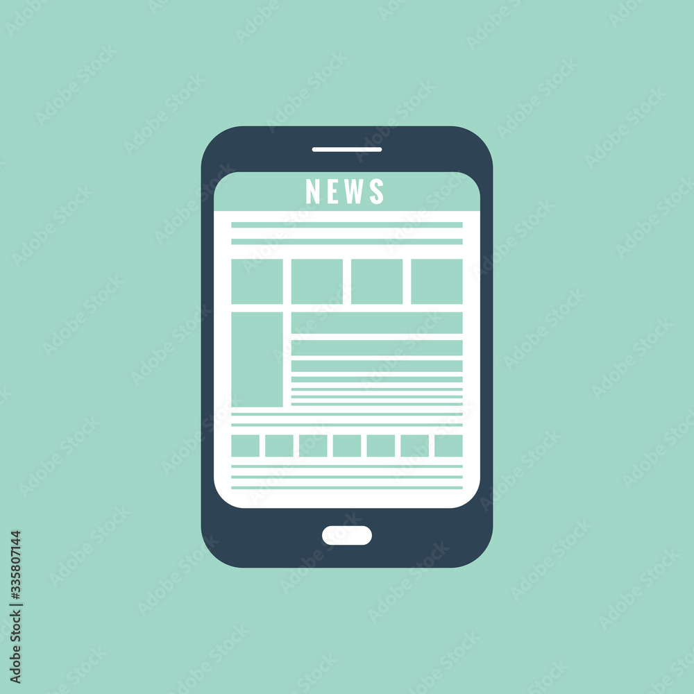 News app on smartphone screen icon News app on smartphone screen icon