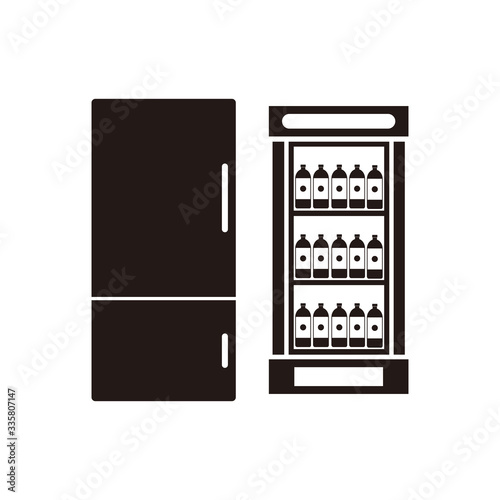 Fridge with refreshments drinks icon symbol