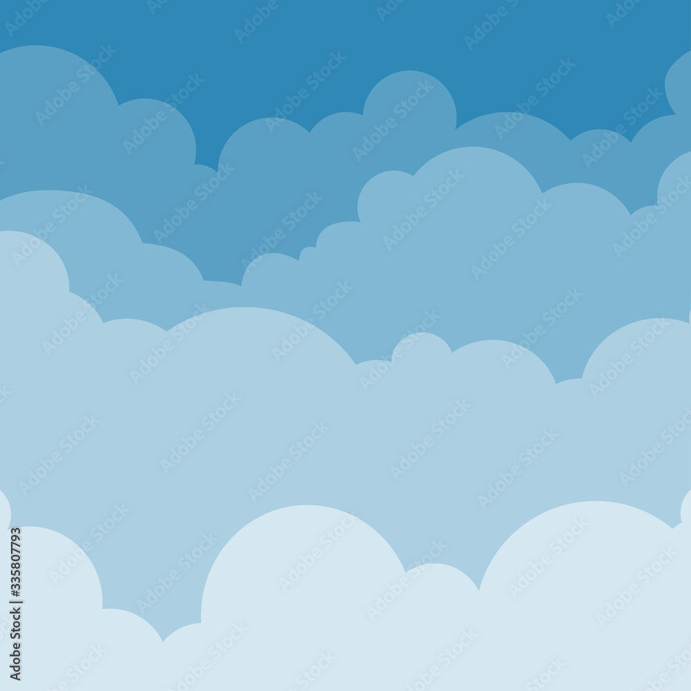 Wavy clouds of blue color with a gradient in white.