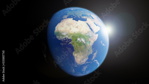 Render of planet earth. Africa viewed from space. Elements of this image furnished by NASA