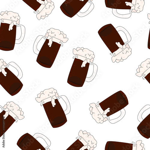 pattern with beer mugs for decoration