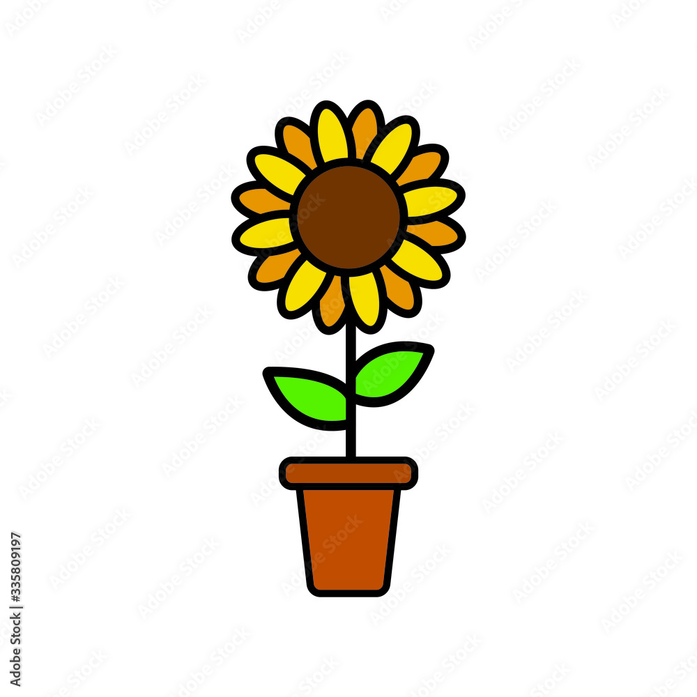 Obraz premium sunflower in a pot Illustration