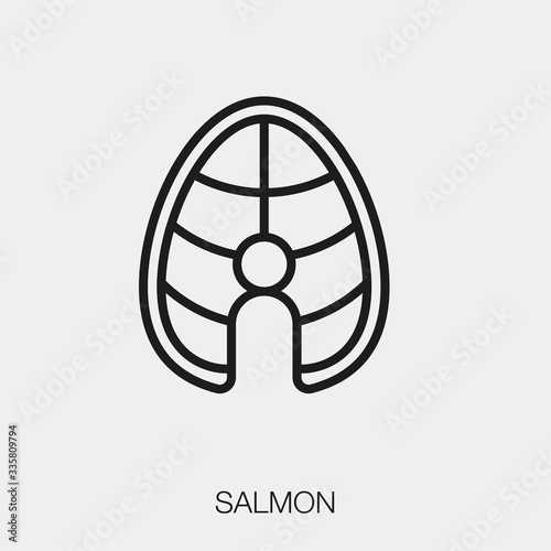 salmon icon vector. Linear style sign for mobile concept and web design. salmon symbol illustration. Pixel vector graphics - Vector.	