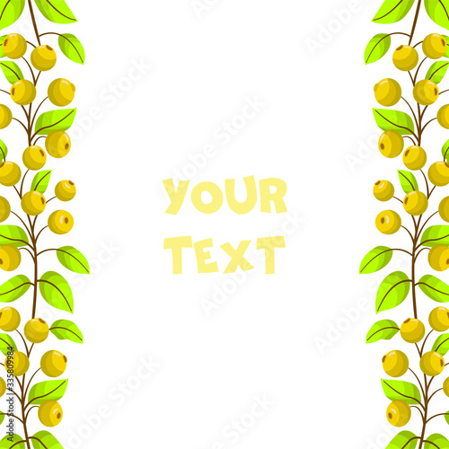 Vertical berry borders; rowanberry frame for greeting cards, invitations, wedding cards, posters, banners, web design.