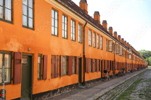 Photography copenhagen nyboder orange neighborhood of townhouses