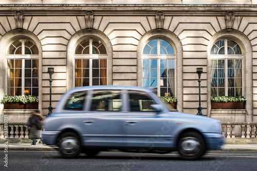 Taxi in motion in London