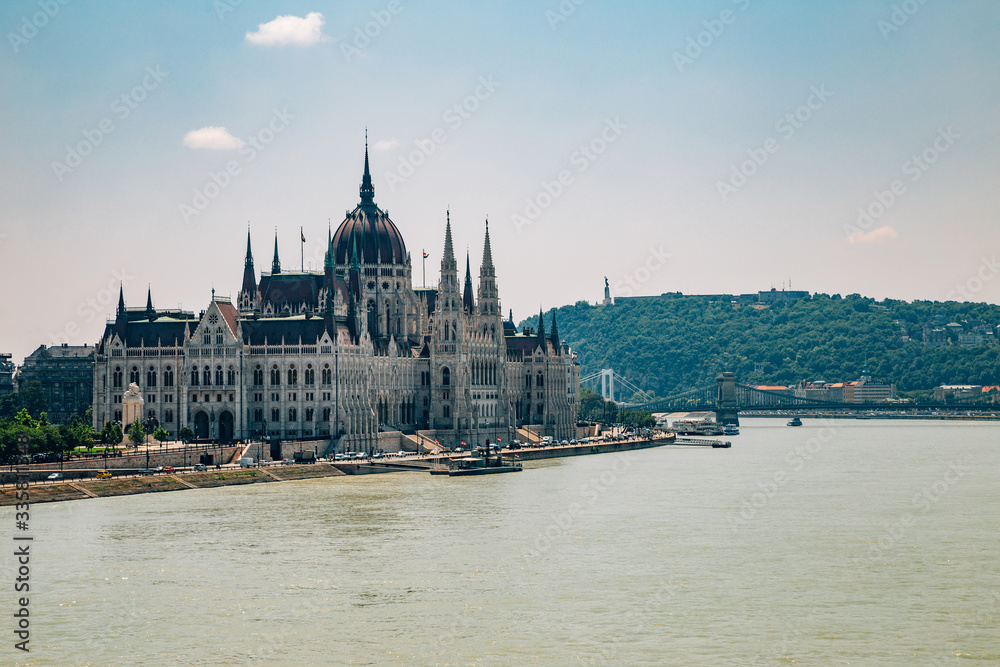 Hungarian Parliament Building with danube river in Budapest, Hungary