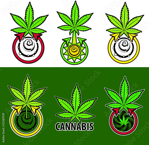 vector illustration of cannabis green leaf icons