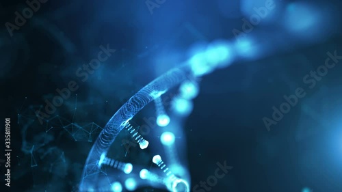 Abstract DNA double helix with depth of field rotating
