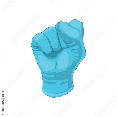 hand gesture fist in glove. isolated vector on white background