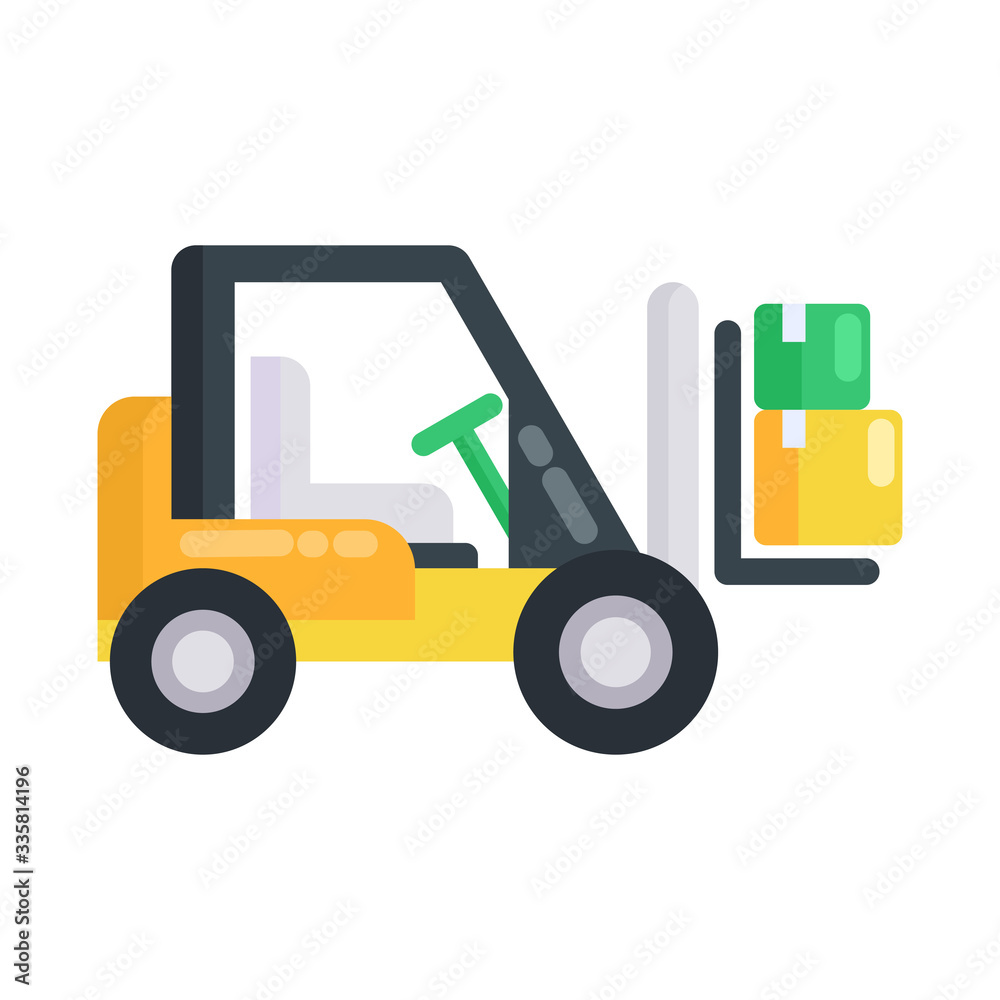 forklift and box flat icon vector design for e-commerce forklift and box flat icon vector design for e-commerce