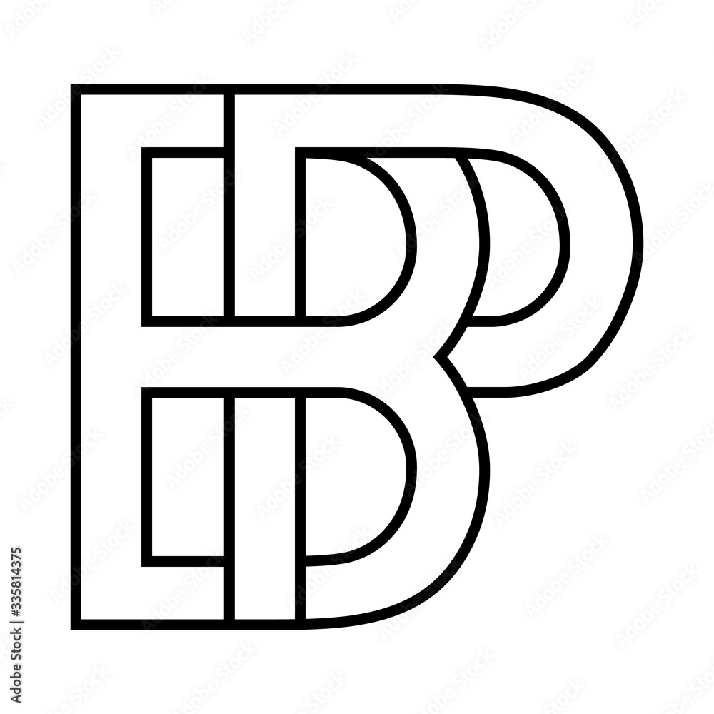 Logo sign bp pb icon sign two interlaced letters B and p vector logo bp, pb first capital letters pattern alphabet b, p Logo sign bp pb icon sign two interlaced letters B and p vector logo bp, pb first capital letters pattern alphabet b, p