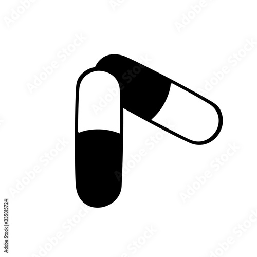 Vector icon of two medical capsules hand-drawn isolated