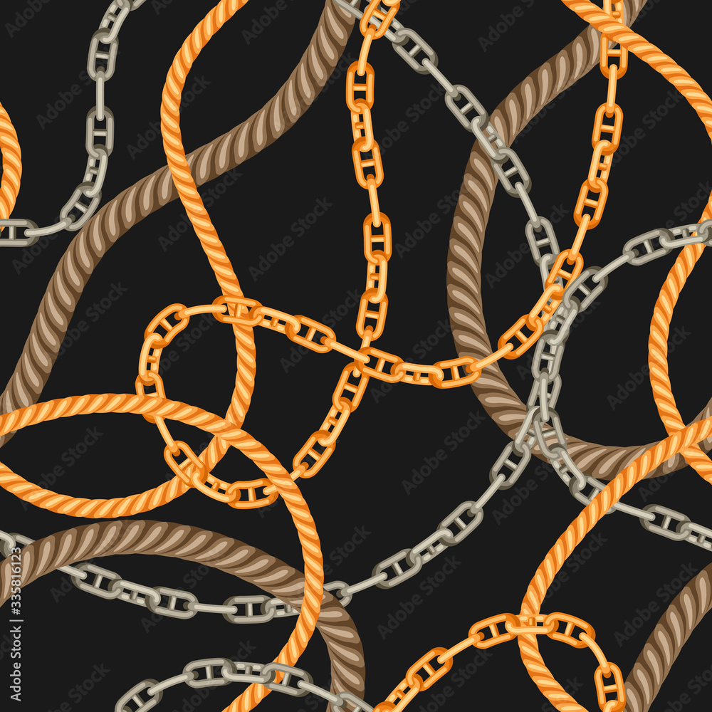 Seamless pattern with old chains and ropes. Seamless pattern with old chains and ropes.
