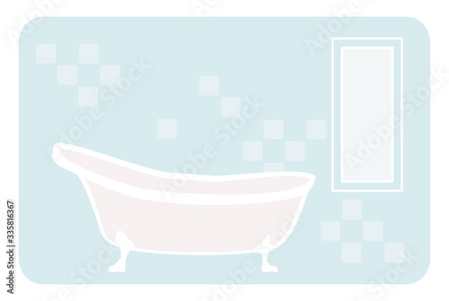 Bathtub vector illustration. Relax bathroom interior with vintage bath